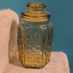 LE Smith Glass Imperial Atterbury Scroll Harvest Gold Amber 9" Canister Apotheca
